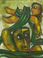 Abstract Expressionist Painting of Two Figures