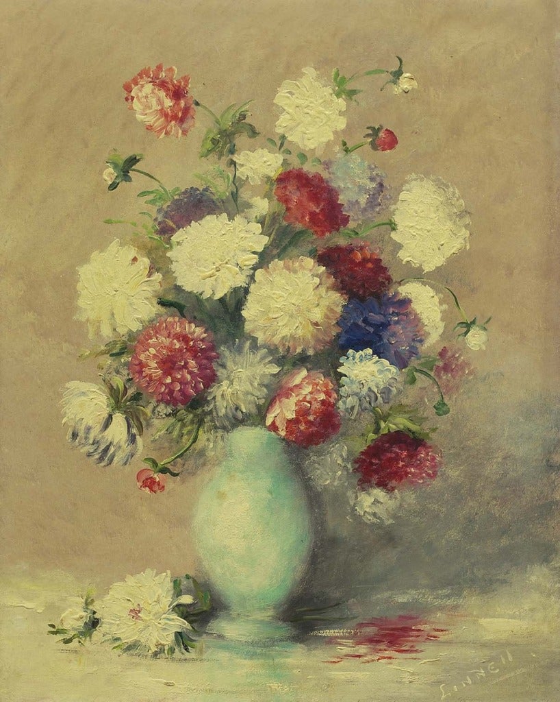 Floral Arrangement in a Blue Vase
