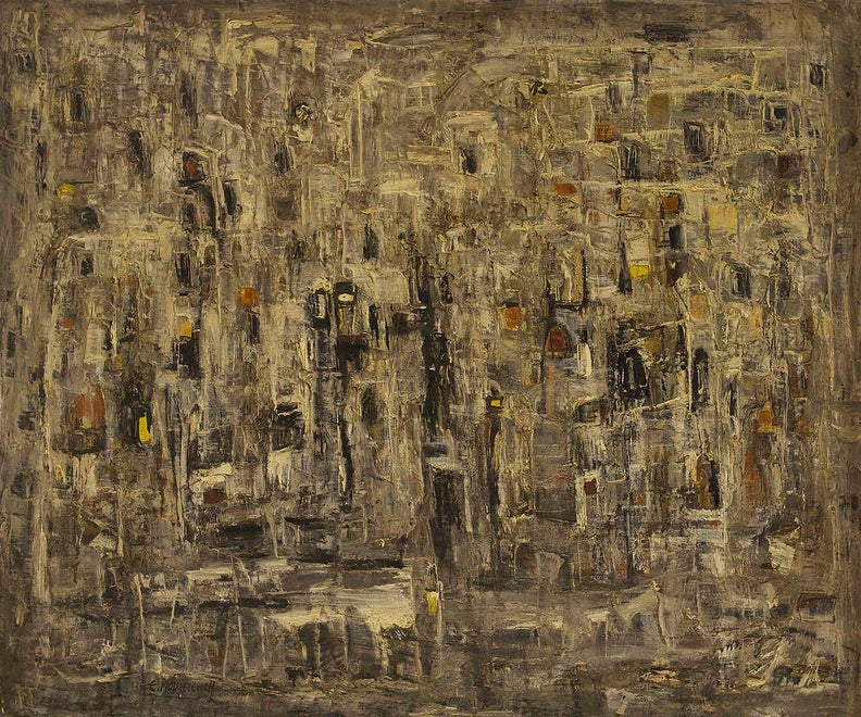 Abstract Expressionistic Cityscape Oil Painting 