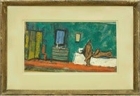Modernist Painting "The Green Room" with Nude Figures