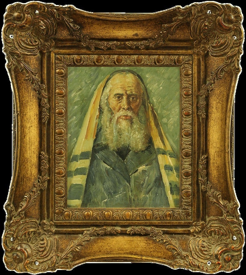 Unknown Figurative Painting - Portrait of a Rabbi (after Isidor Kaufmann)