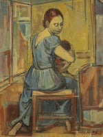 Oil Portrait of Woman and Child WPA