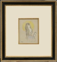 Pastel Drawing of Praying Figure (Primitive / Outsider)