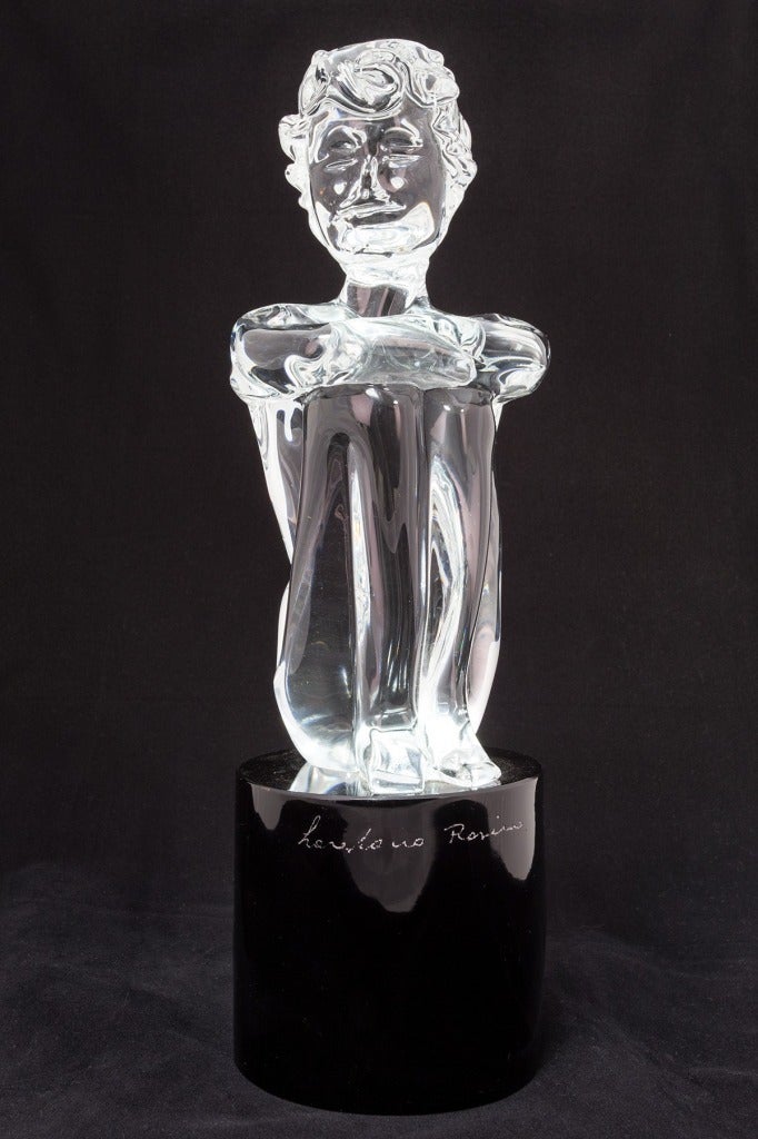Loredano Rosin Figurative Sculpture - UNTITLED Hand Blown Murano Glass Sculpture