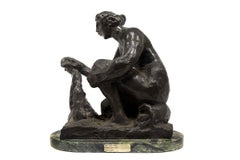 Antique THE WASHERWOMAN  "La Petite Laveuse" Bronze Sculpture