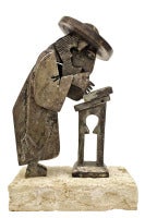 Vintage Untitled, (Rabbi at Study) Israeli Sculpture