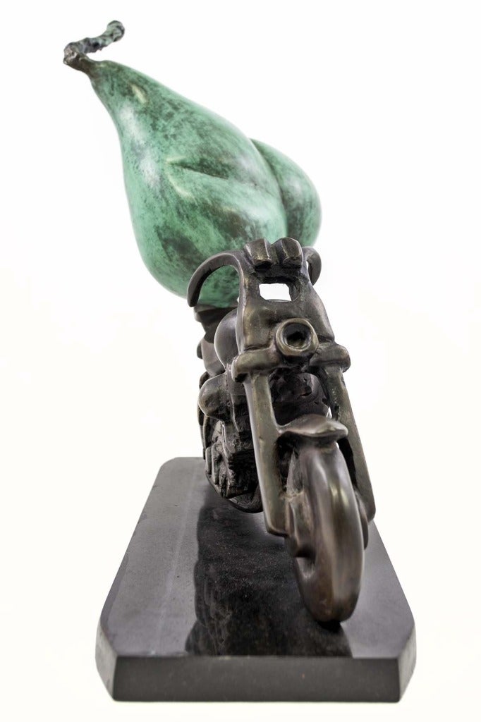 Surrealist Bronze Motorcycle Sculpture