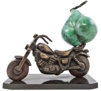 Surrealist Bronze Motorcycle Sculpture