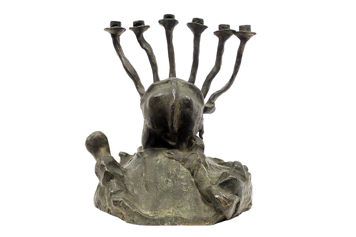 Moshe Oved Bronze Memorial Menorah Sculpture For Sale 2