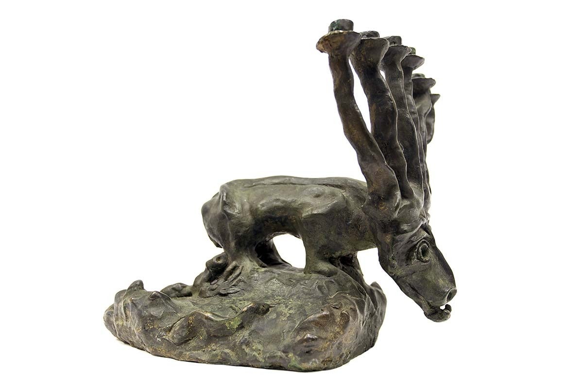 Moshe Oved Bronze Memorial Menorah Sculpture For Sale 3