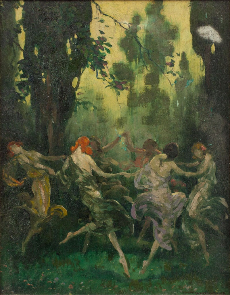 WOMEN DANCING (Dance of the Forest Nymphs) - Painting by Warren B. Davis