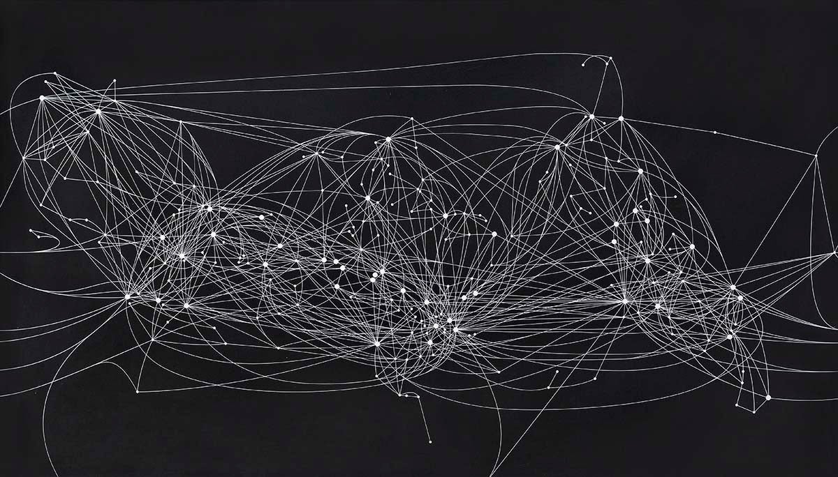 Langlands & Bell Abstract Print - AIR ROUTES OF THE WORLD (NIGHT)