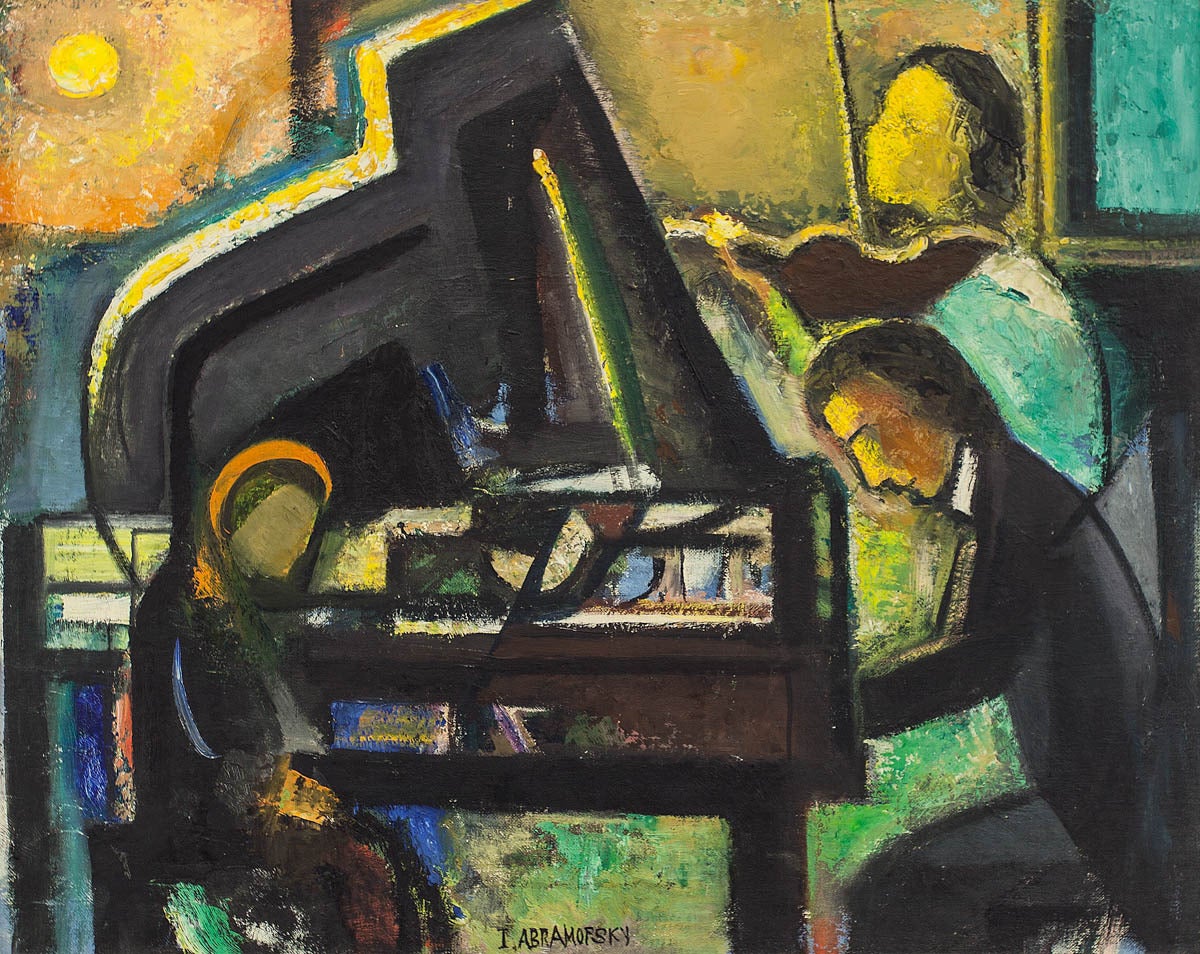 UNTITLED (PIANO PLAYER) - Painting by Israel Abramofsky