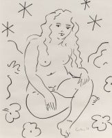UNTITLED (NUDE WITH STARS) INK DRAWING