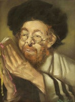 Hungarian Painting "Rabbi" Judaica