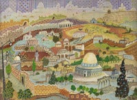 VISION OF JERUSALEM, Folk Art, Naive painting