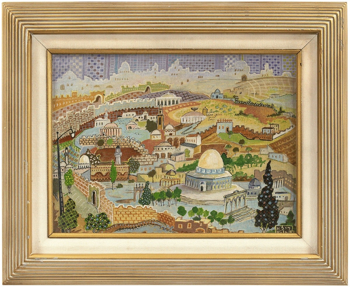 VISION OF JERUSALEM, Folk Art, Naive painting