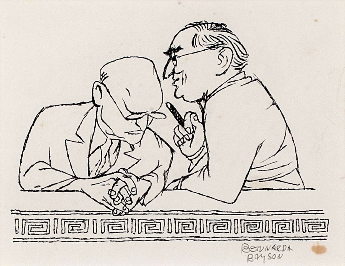 Bernarda Shahn Portrait - SENATOR VANDENBERG AND FRIEND ILLUSTRATION