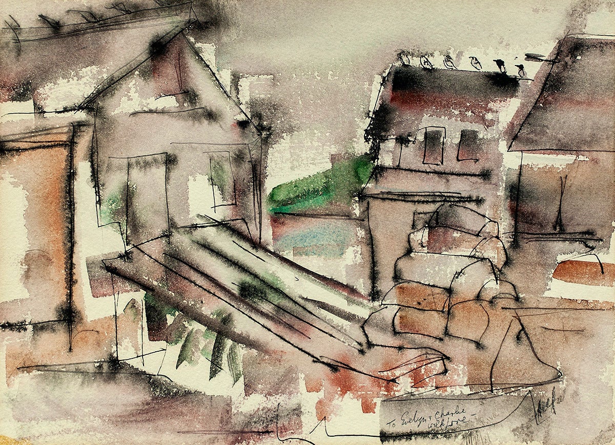 Untitled (Watercolor Houses) - Art by Riva Helfond
