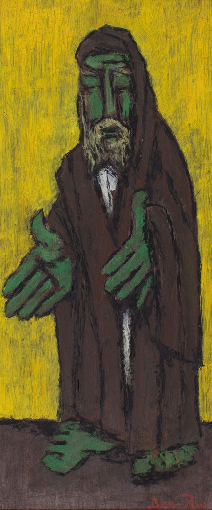 UNTITLED (GREEN RABBI) - Painting by Ben-Zion