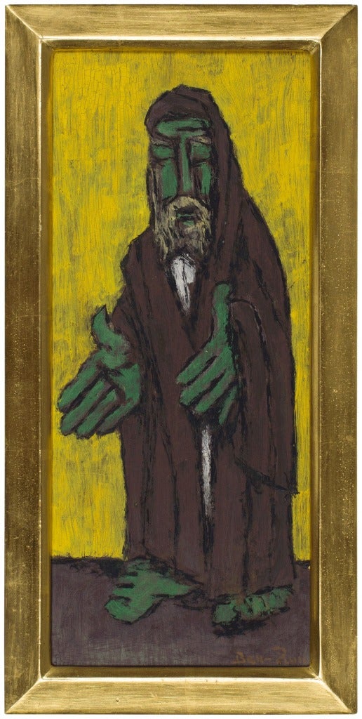 Ben-Zion Abstract Painting - UNTITLED (GREEN RABBI)