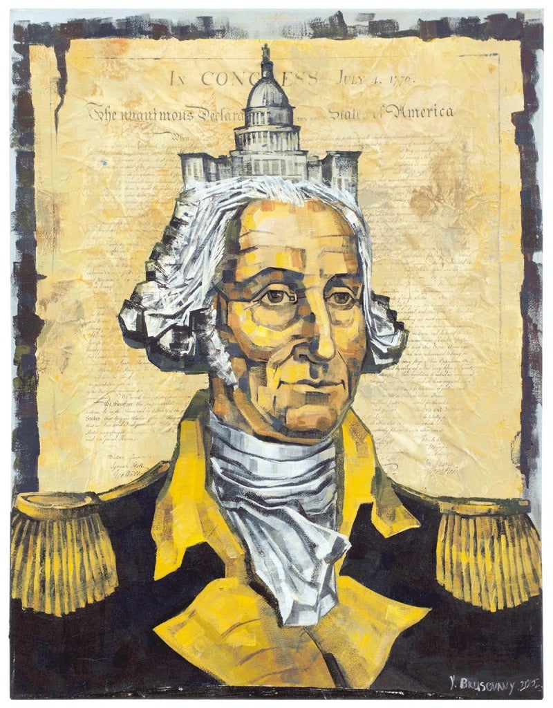 UNTITLED (GEORGE WASHINGTON, THE CAPITOL AND THE CONSTITUTION) - Painting by Yuri Brusovany