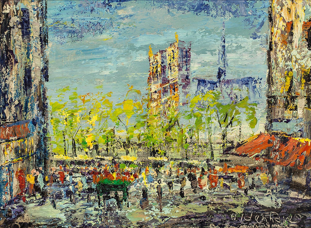 Landscape Painting de Arnoldus Oldenhave - SIN TÍTULO (PAISAJE URBANO IMPRESIONISTA)