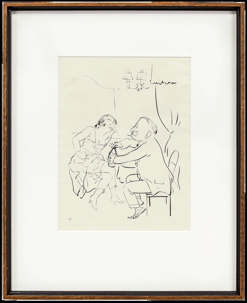 George Grosz Figurative Art - Untitled (Man and Woman Drinking)