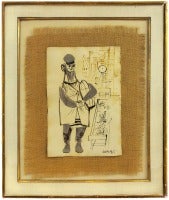 Iconographic Mixed Media "Old East Side" Jewish Tenement Street Peddlar