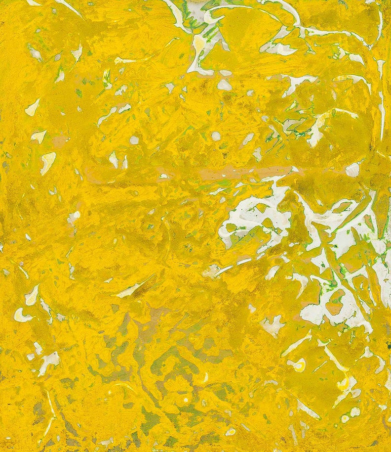 Lynne Golob Gelfman Abstract Painting - YELLOW LOVE (WITH GREEN)