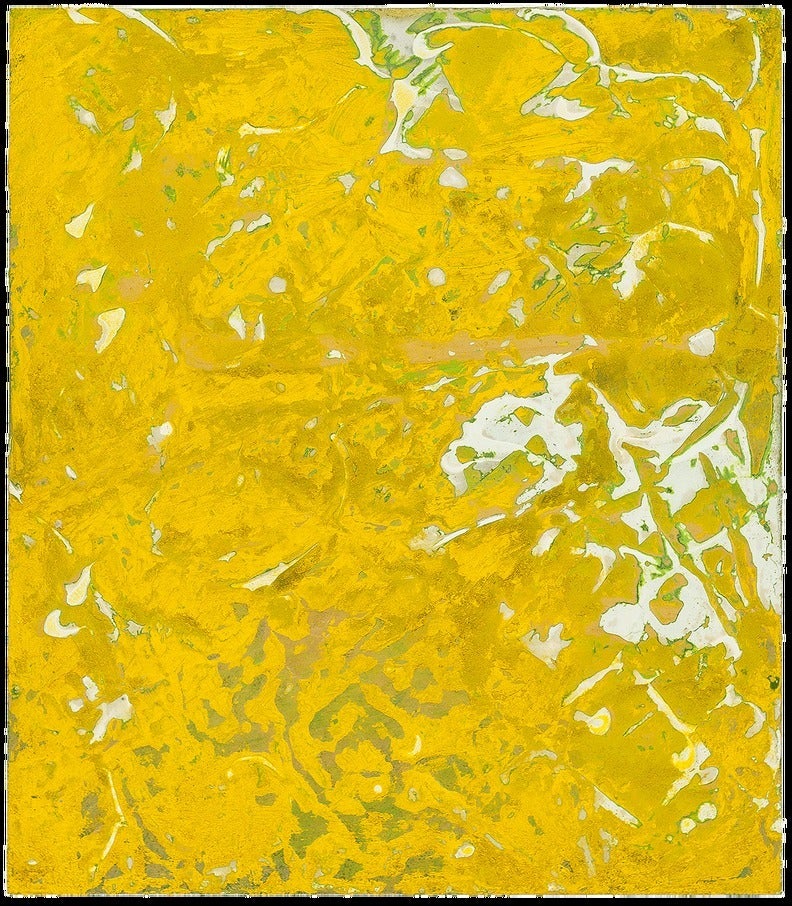 YELLOW LOVE (WITH GREEN) - Painting by Lynne Golob Gelfman