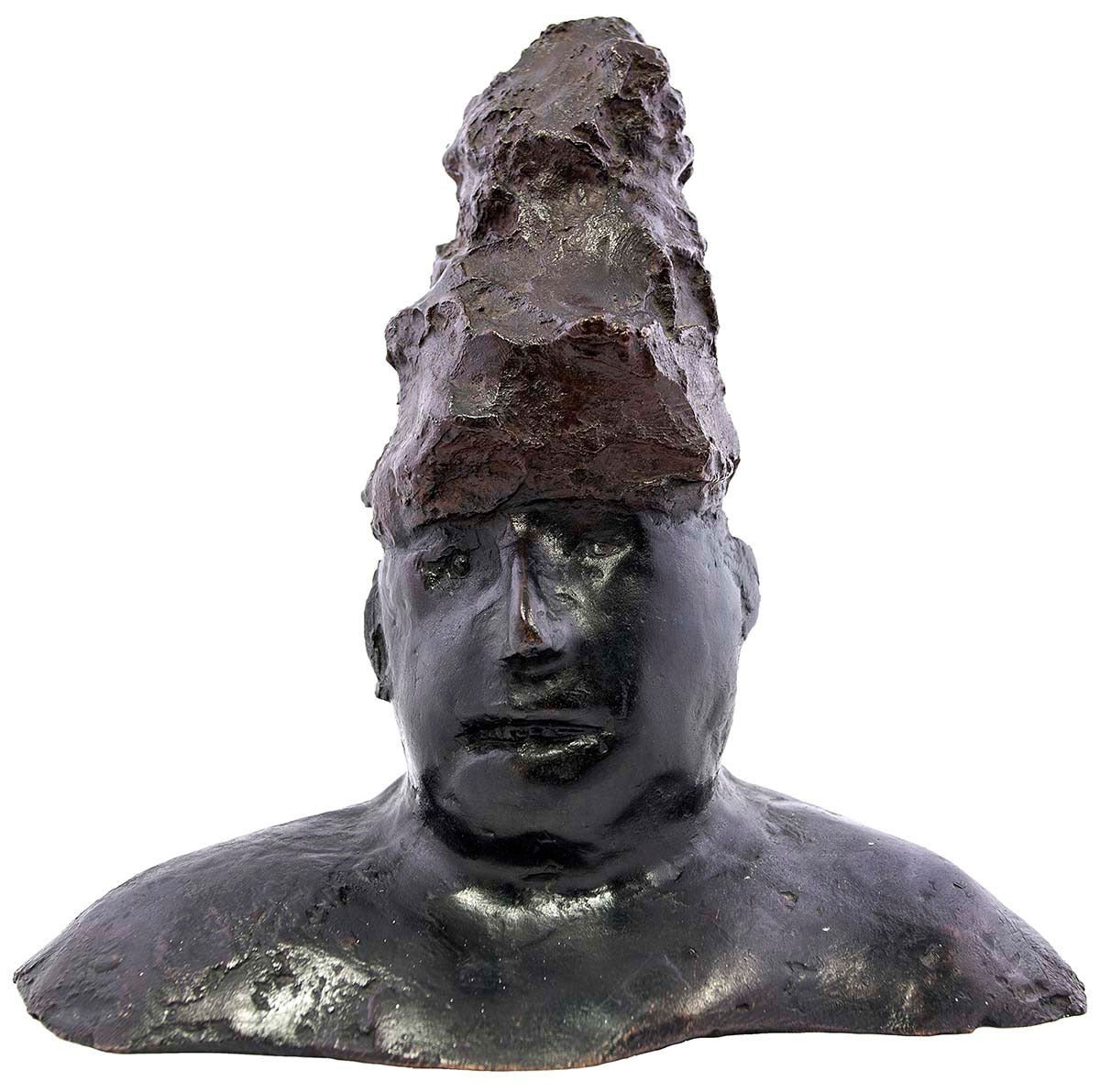 Leonard Baskin Figurative Sculpture - UNTITLED ED. 2 OF 15 (BRONZE FEMALE BUST)