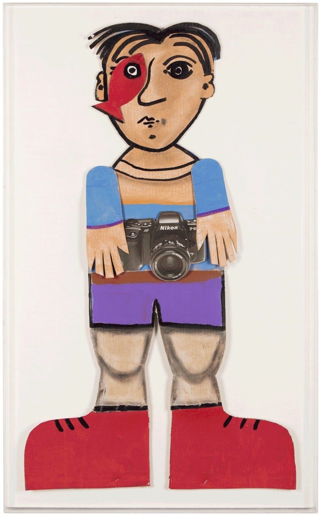 UNTITLED (BOY HOLDING A CAMERA) - Contemporary Mixed Media Art by André Villers