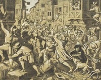Chalk and Charcoal Drawing "Plunder at the Jewish Ghetto"