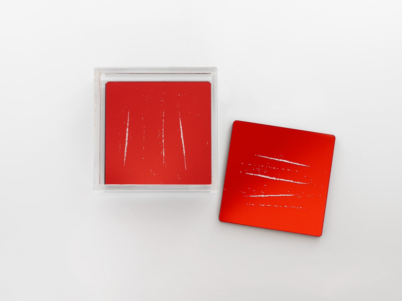 Nir Hod "The Night You Left" Mirrored Coasters Red at 1stDibs