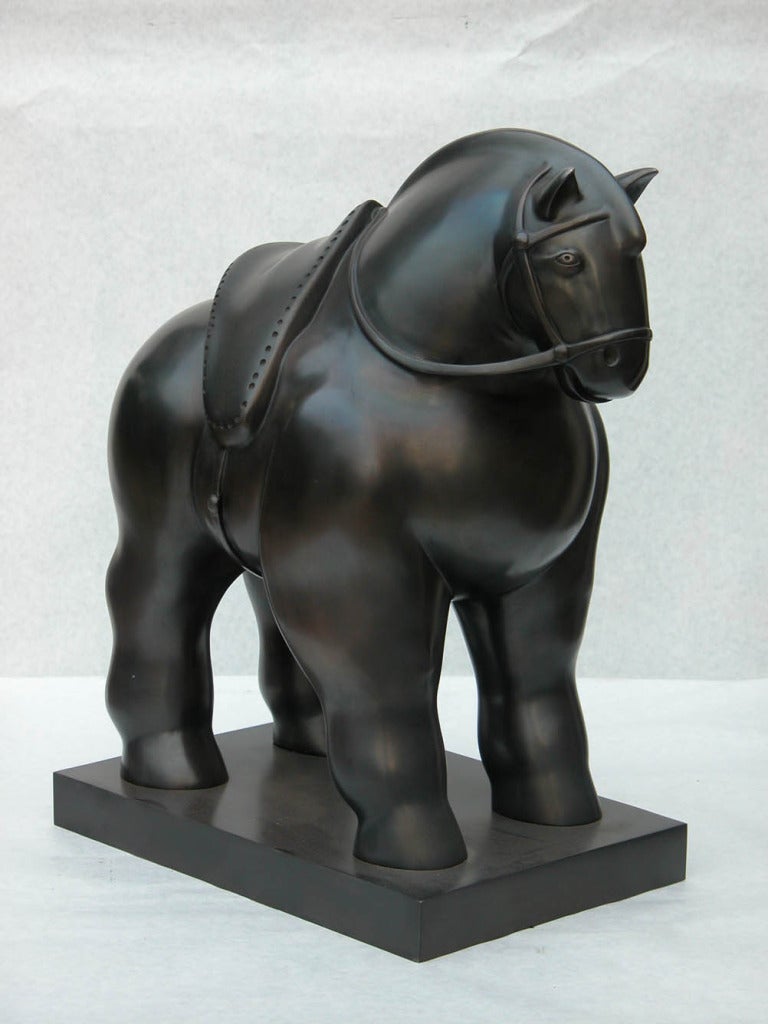 Horse with Saddle - Sculpture by Fernando Botero