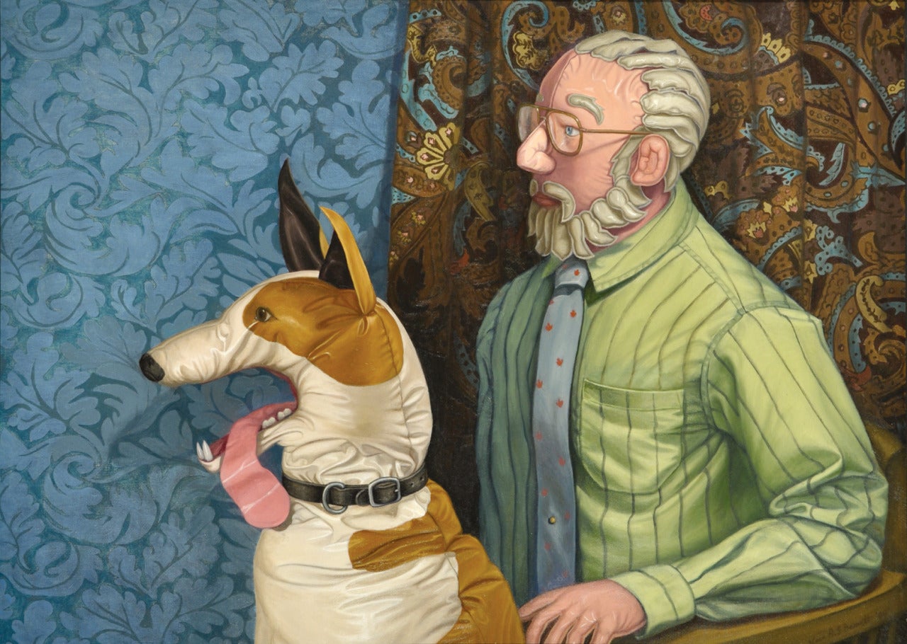 Vera Barnett Figurative Painting - The Artist and His Dog