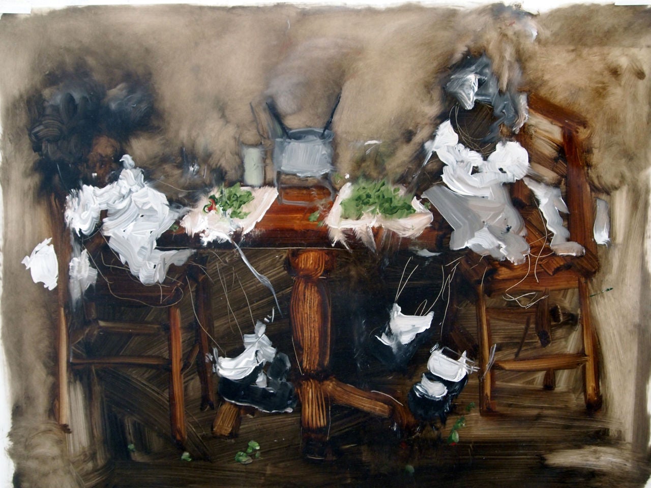 Study for Studies for the Last Supper at Fatty's (Liney Legs) - Painting by Kim Dingle