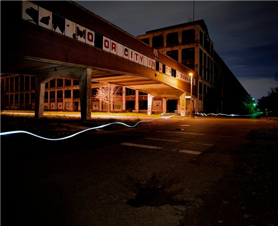 Lia Halloran Landscape Photograph - Dark Skate Detroit / Packard Plant
