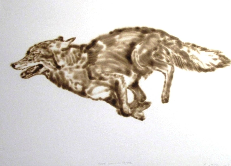 Helen Altman Animal Art - Happy Running Coyote