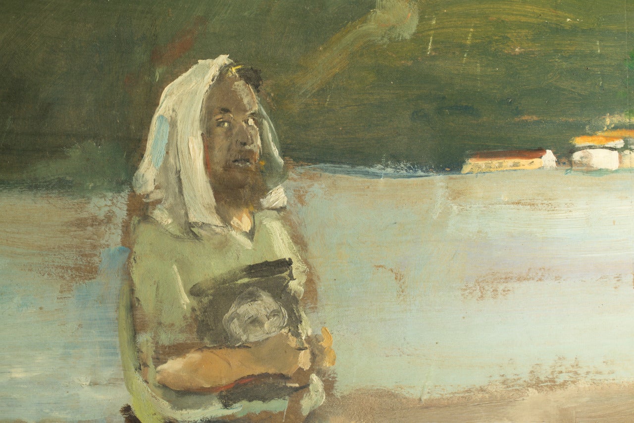 Christian Berard: Selbstporträt am Strand (Sonstige Kunststile), Painting, von Christian Bérard