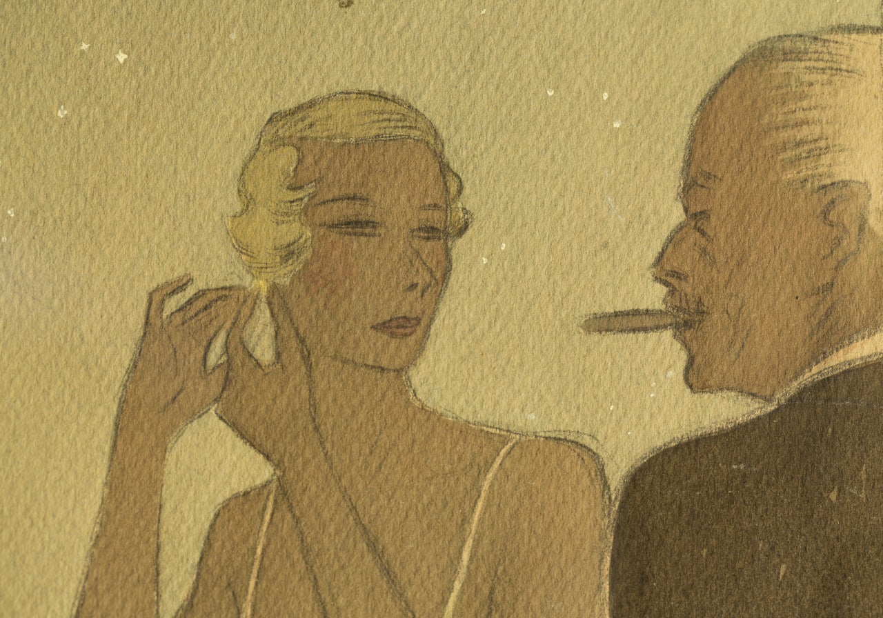 Signed Fashion Illustration By Ernst Deutsch Dryden