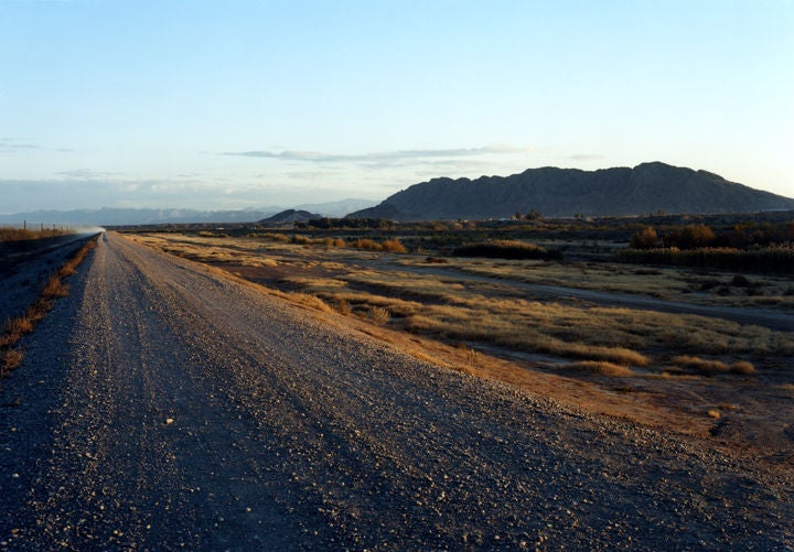 Victoria Sambunaris Landscape Painting - Untitled [Levee, Presidio, TX]