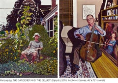 THE GARDENER AND THE CELLIST, two portraits, outdoor and indoor, hyper-realist 