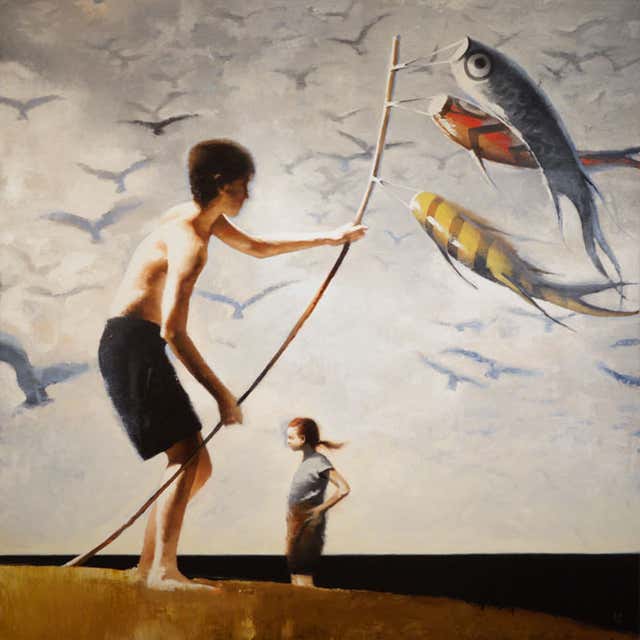 Gary Ruddell - Kite Flying #2 For Sale at 1stDibs