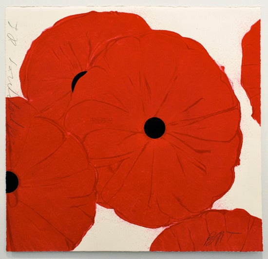 Donald Sultan Abstract Print - Red Poppies