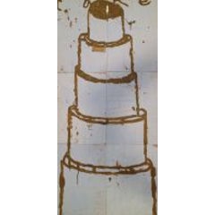 Cake Stacked Brown on Blue 2