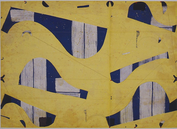 Caio Fonseca Abstract Print - Three String Etching, Giallo