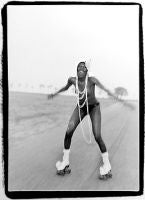 Grace Jones at Compo Beach, 1973