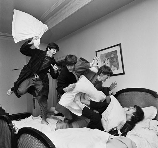 The Beatles Pillow Fight, Paris - Photograph by Harry Benson